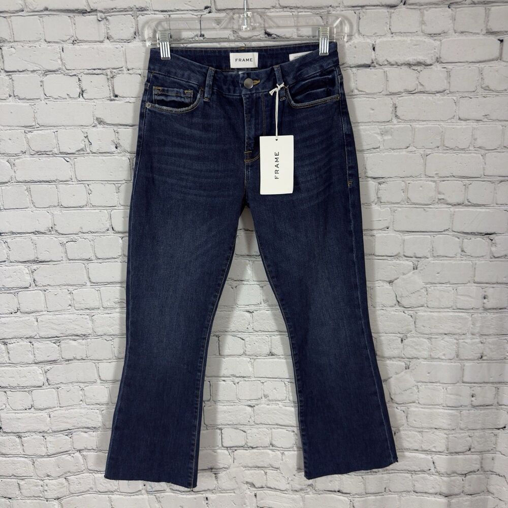NWT FRAME Le Crop Mini Bootcut Jeans in Rosalie Wash Women 26 Raw Hem Kick Flare